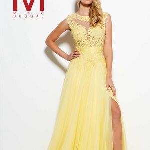 MAC DUGGAL GOWN LEMON NUDE DRESS